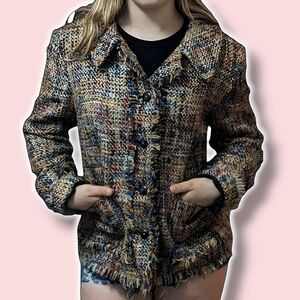 Oscar Del La Renta Designer Tweed Jacket 10